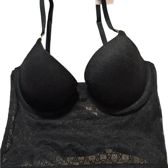 Victoria's Secret Black Lace Longline Bra - Picture 1 of 4